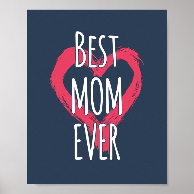 Affiche Meilleure maman jamais amour Typographie du coeur (Devant)
