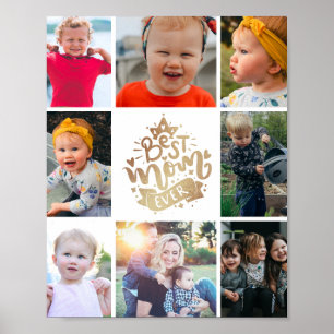 Affiche Meilleure Maman Jamais Collage Photo Or Souvenir A