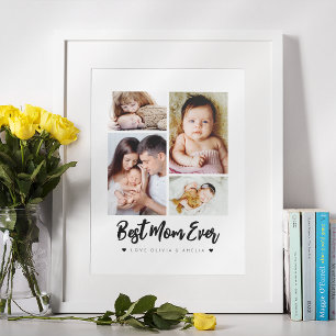 Affiche Meilleure maman jamais Quatre photos modernes