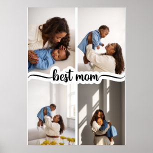 Affiche Meilleure Maman Personnalisée 4 Photo Collage