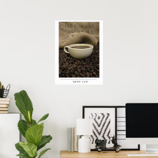 Affiche Meilleure Tasse - Envoyer Art de Café