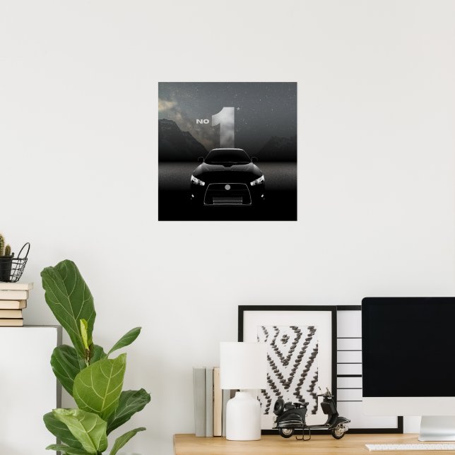 Affiche Meilleure voiture futuriste noire et grise (Bureau à domicile)