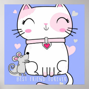Affiche Meilleurs Amis Chat Et Souris, Drôle Chat Kitten C