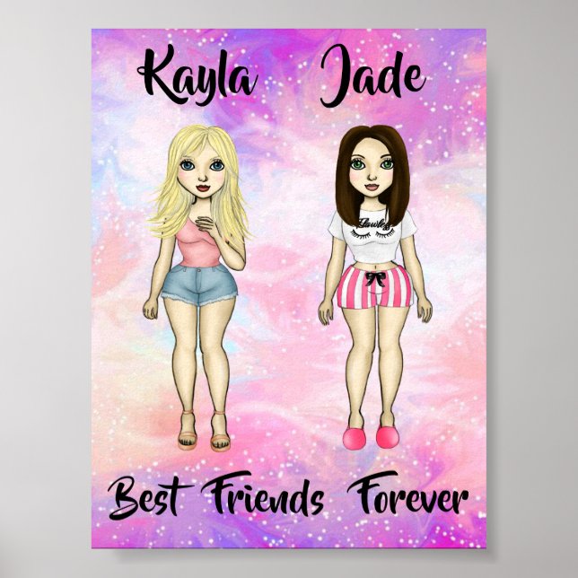 Affiche Meilleurs amis Forever Blonde et Brunette Custom (Devant)