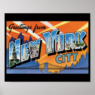 Affiche Meilleurs voeux de New York City Retro Postcard
