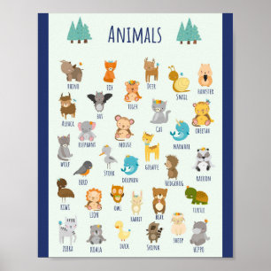 Affiche MEKIMI - Animaux illustrés colorés