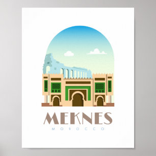 Affiche Meknès ville Maroc Skyline