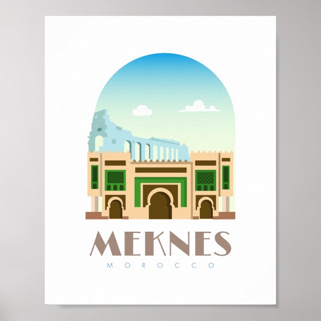 Affiche Meknès ville Maroc Skyline (Devant)