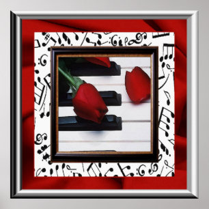 Affiche mélancolique de musique et de roses