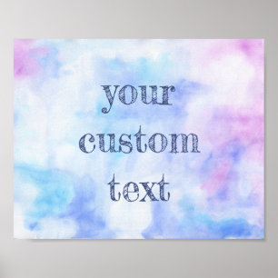 Affiche Mélange bleu et rose d'aquarelle avec la citation