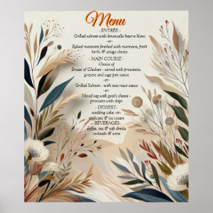 Affiche Mélange bohème de fleurs turquoises, magenta, viol