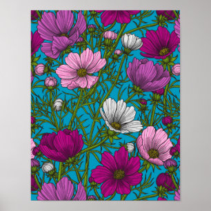 Affiche Mélange cosmos bleu