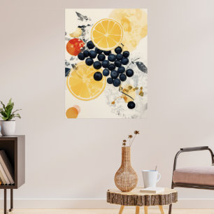 Affiche Mélange de médias mixtes botaniques de citrus et d