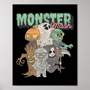 Affiche Mélange de monstres drôles mignons Frankenstein Fi