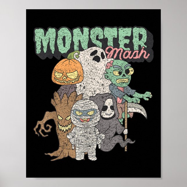 Affiche Mélange de monstres drôles mignons Frankenstein Fi (Devant)