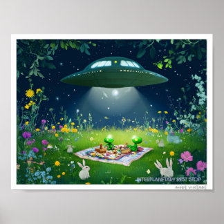 AFFICHE MÉLANGE DÉCALÉ D'ALIENS, DE PIXIES ET DE FÉES