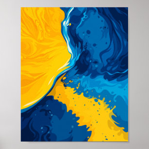 Affiche Mélange Dynamique d'Accents Jaunes, Bleus et Orang