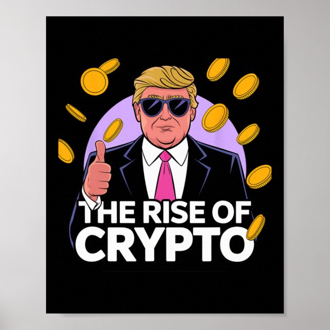 Affiche Mélange Montée De Crypto Bitcoin Trump À La Lune (Devant)