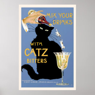 Affiche Mélangez vos boissons avec Catz Bitters Vintage