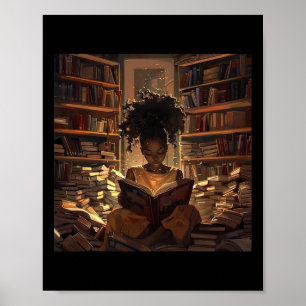 Affiche Melanin Afro Femmes Éduqué Lecture Livre noir Son