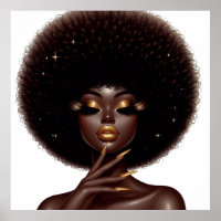 Melanin Chic Afro Beauté avec des accents or