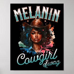 Affiche Melanin Cowgirls African Melanin Usa Drapeau Swag 