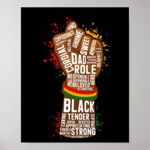 Affiche Melanin Poing Papa Afro-Américain Noir Histo