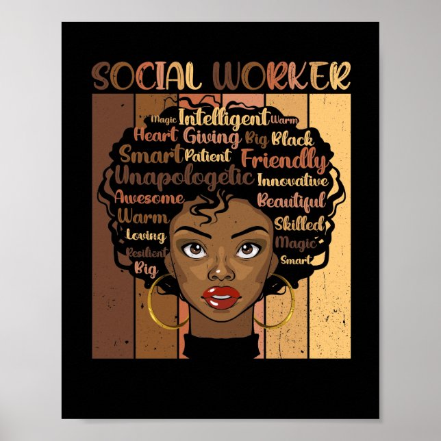 Affiche Melanin Social Worker Afro Hair Histoire Noire (Devant)