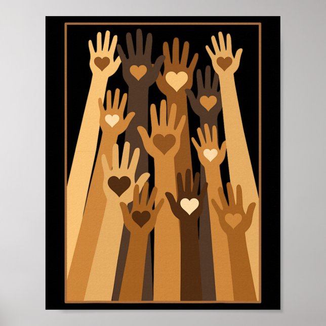 Affiche Mélanine Mains Cœurs Mois de l'histoire des Noirs  (Devant)