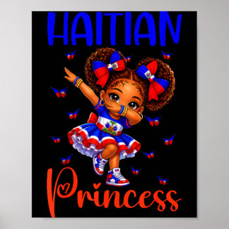 Affiche Mélanine Mignon Princesse Haïtienne Drapeau D'Haït
