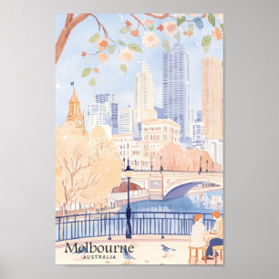 Affiche Melbourne Australie Gouache Illustration Voyage