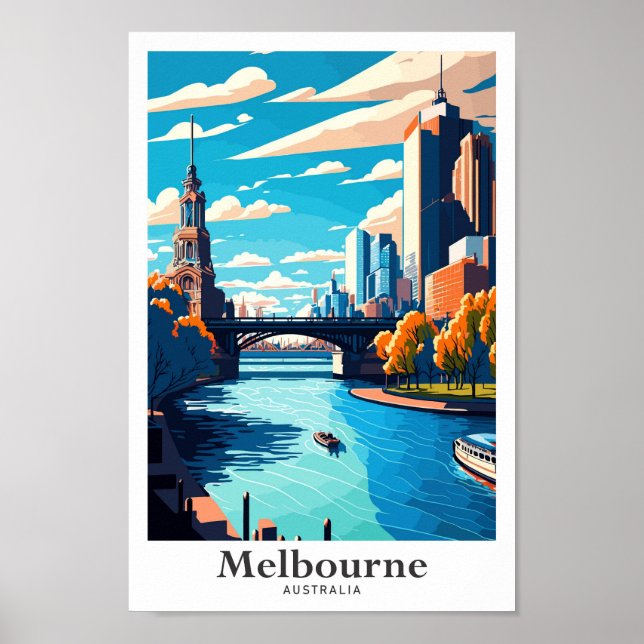 Affiche Melbourne Australie Travel Art Vintage (Devant)