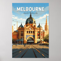 Melbourne Australie Travel Art Vintage