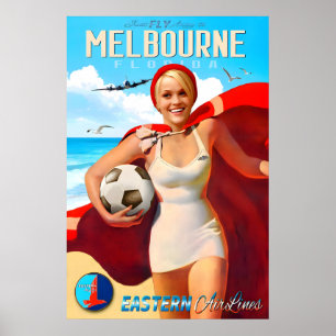 Affiche Melbourne Floride Fly Eastern Air Lines Nouveau Vo