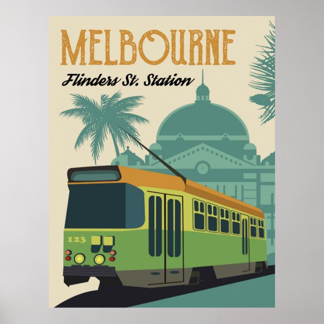 Affiche Melbourne, gare de Flinders Street Tram (Devant)
