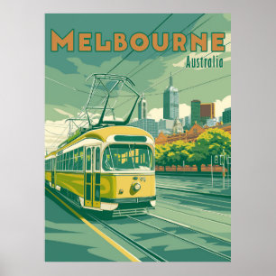 Affiche Melbourne Souvenir   Tramway Vintage Melbourne