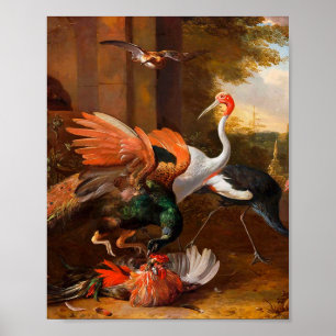 Affiche Melchior d'Hondecoeter - Oiseaux dans un parc
