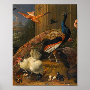 Affiche Melchior d'Hondécoeter - Oiseaux dans un parc