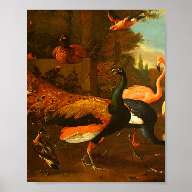 Affiche Melchior d'Hondécoeter - Oiseaux dans un parc (Devant)