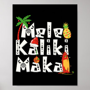 Affiche Mele Kalikimaka Arbre de Noël Palmier Hawaïen Noël