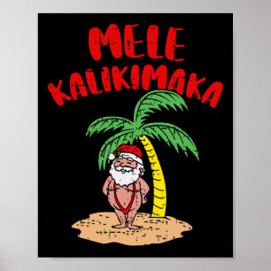 Affiche Mele Kalikimaka Cool Père Noël maillot de bain Haw