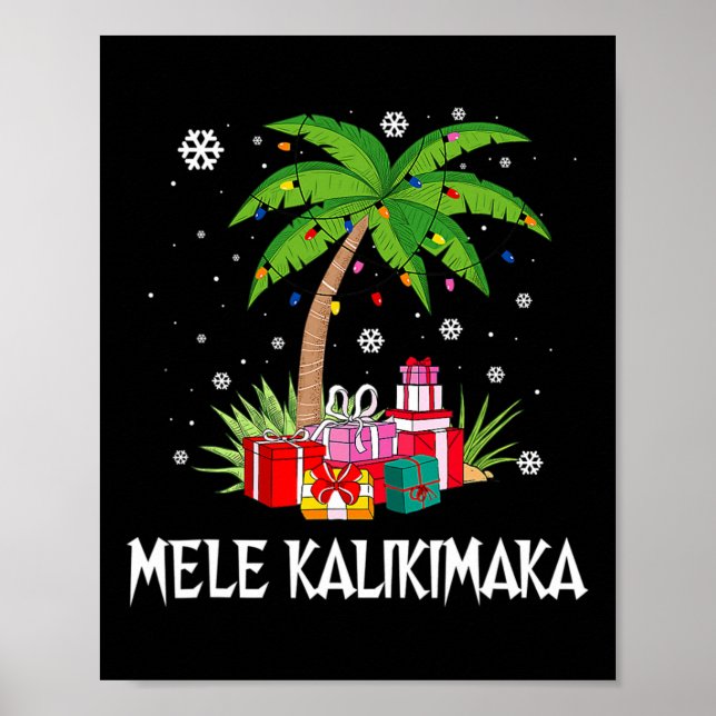 Affiche Mele Kalikimaka Hawaii Palm Tree Famil (Devant)