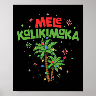 Affiche Mele Kalikimaka Hawaiian Christmas Palm Tree Light