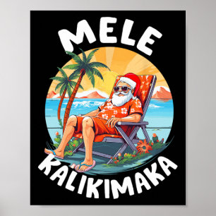 Affiche Mele Kalikimaka Noël hawaïen à Hawaï bain de solei