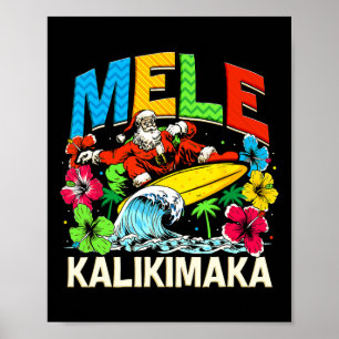 Affiche Mele Kalikimaka Noël Noël Noël Père Noël été Hawai