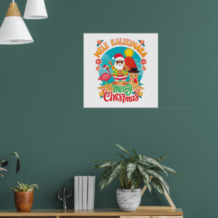 Affiche Mele Kalikimaka pour un joyeux Noël hawaïen