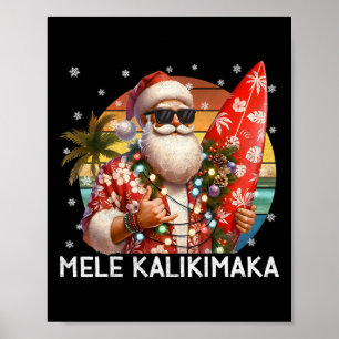 Affiche Mele Kalikimaka Rétro Santa Rock On Pyjama de Noël