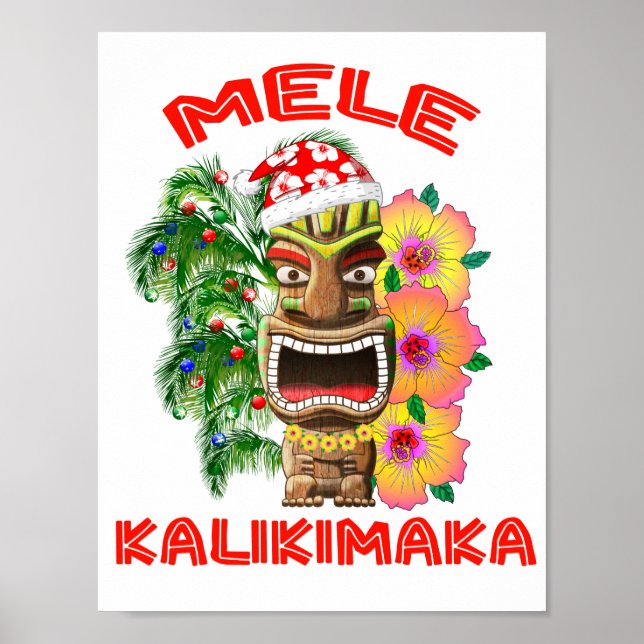 Affiche Mele Kalikimaka Santa Claus Tiki (Devant)