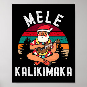 Affiche Mele Kalikimaka Tropical Hawaiian Joyeux Noël