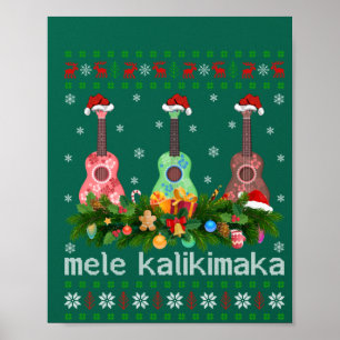 Affiche Mele Kalikimaka Ukulele Guitare Cadeau Ukulele